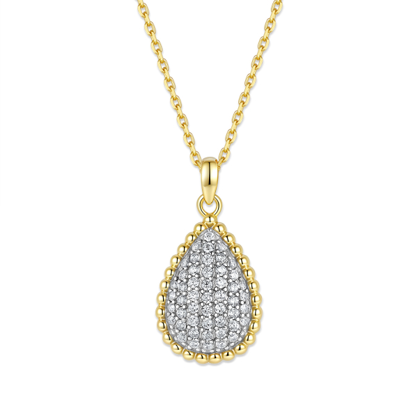 Collier Drop mit Zirkonia Silber 925 vergoldet - Drop 16x11,4mm