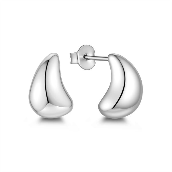 Drop Ohrstecker Silber 925 - rhodiniert oder vergoldet - Hochglanz - 11,5x7,1mm