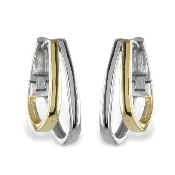 Klappcreolen Silber 925 Bicolor - 19x12mm
