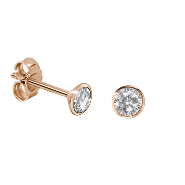 Ohrstecker Zirkonia Silber 925 rosé vergoldet - 3,0mm