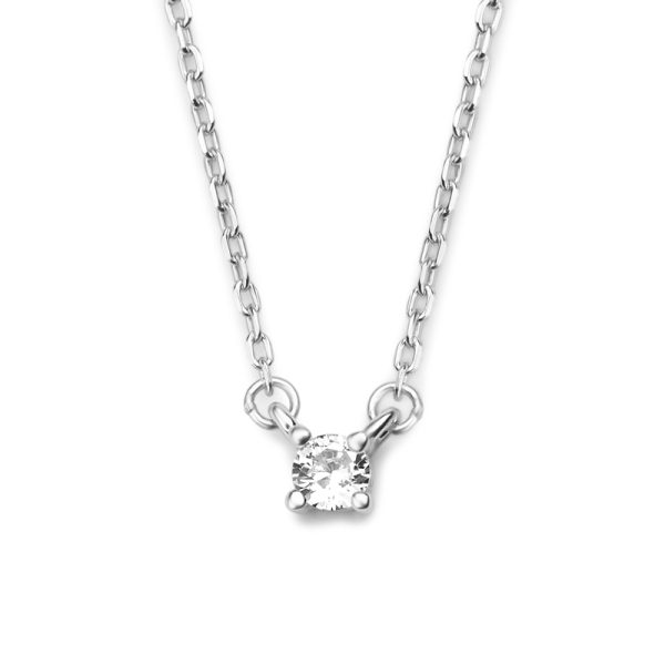 Collier mit Zirkonia Silber 925 rhodiniert - 3mm - Ankerkette 38+5cm