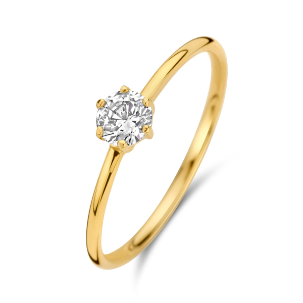 Damenring Gold 585 - Zirkonia 4,0mm - 4 Stotzen