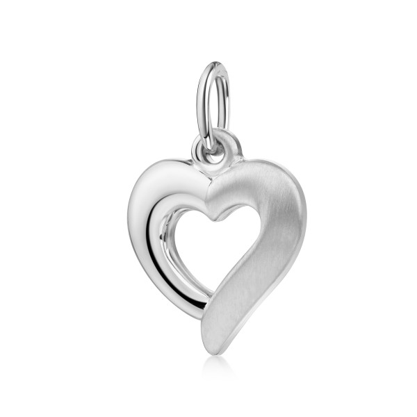 Anhänger Herz Silber 925 - Teilmatt - 11x12mm