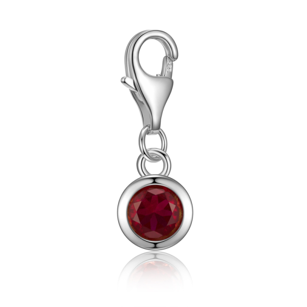 Charm Zirkonia Rubinrot Silber 925 - 5mm