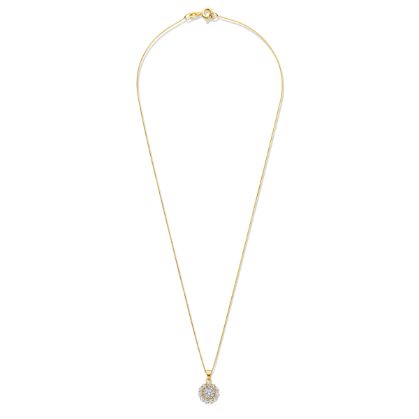 Collier Silber 925 vergoldet - Anhänger 12 Zirkonia - Ø 8mm - Bild 2