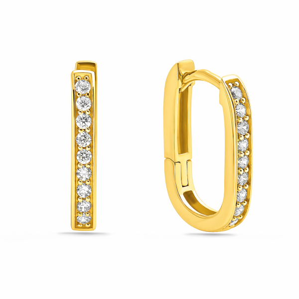 Klappcreolen Silber 925 vergoldet - 15x10,5mm - 18 Zirkonia - Hochglanz