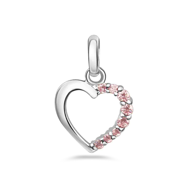 Anhänger Herz Silber 925 rhodiniert - 8 pinke Zirkonia - 10x9mm