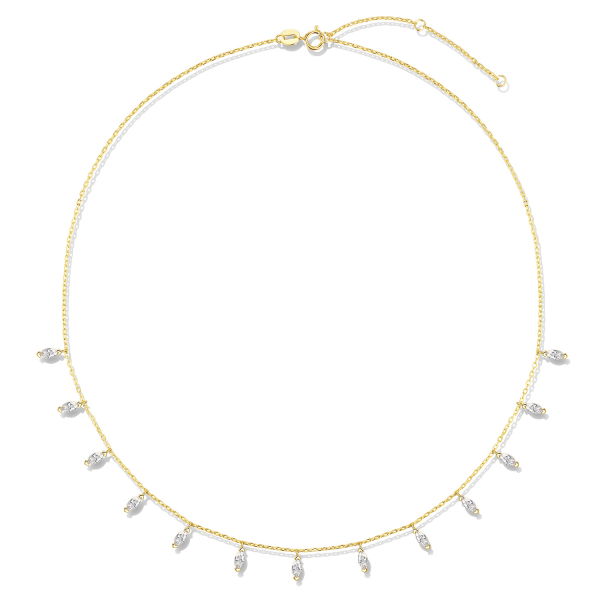 Collier Silber 925 mit 13 Zirkonia-Einhängern - vergoldet oder rhodiniert - 45cm