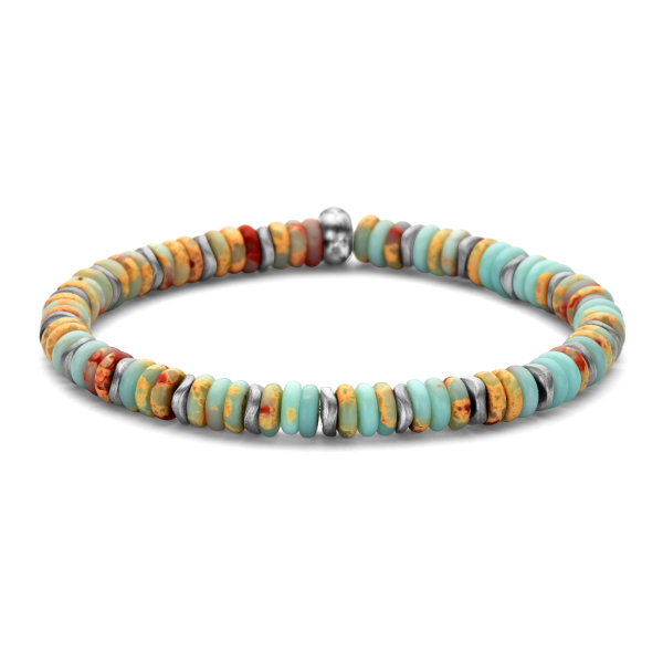 Frank 1967 Armband Edelstahl IPS - Schlangenhautjaspis und Hämatit 6mm