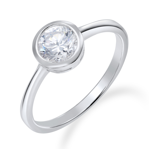 Solitär-Ring Silber 925 rhodiniert - Zirkonia 6mm - Zargenfassung