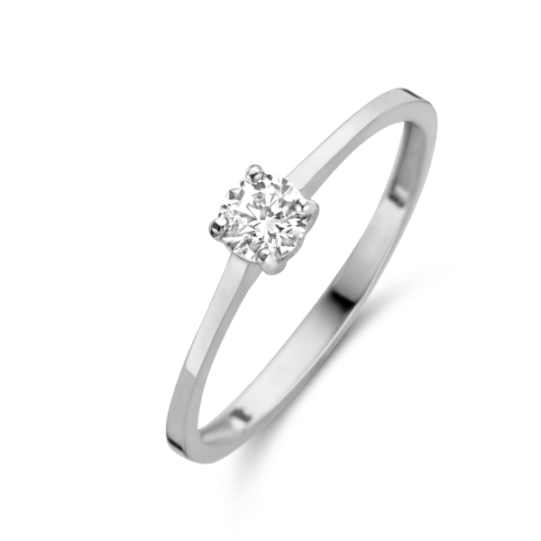 Damenring Weißgold 585 - Zirkonia 4,0mm - 4 Stotzen