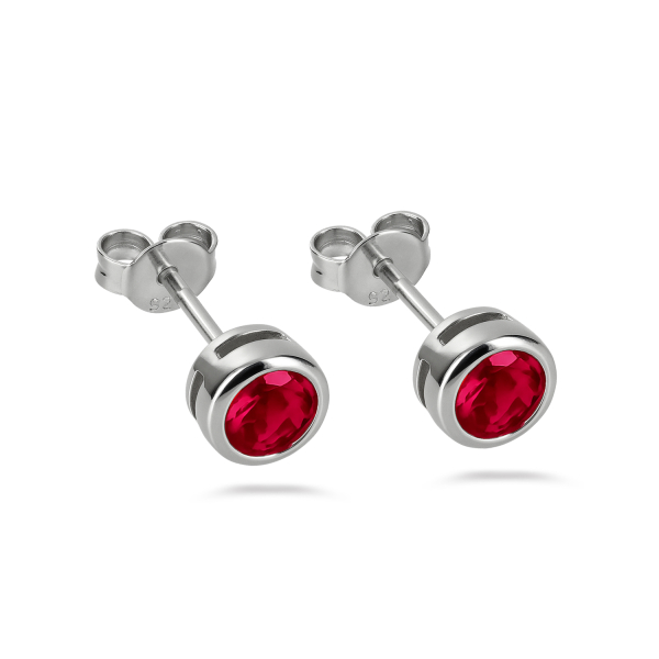 Ohrstecker Zirkonia Rubinrot Silber 925 rhodiniert - 3,5mm