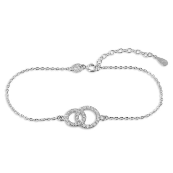 Armband Doppelkreis Silber 925 rhodiniert - 31 Zirkonia