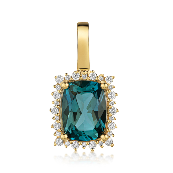 Lovebird Anhänger London Blue Topas Gelbgold 585 - 28 Brillanten