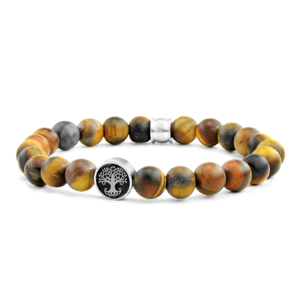 Frank 1967 Armband Edelstahl IPS - Tigerauge 8mm mit Zwischenteil 11mm