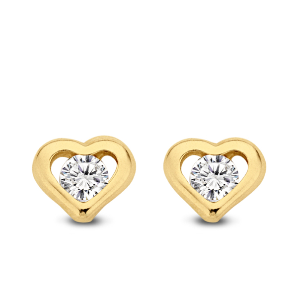 Ohrstecker Herz Gold 585 - Mit Zirkonia - 4x3,5mm