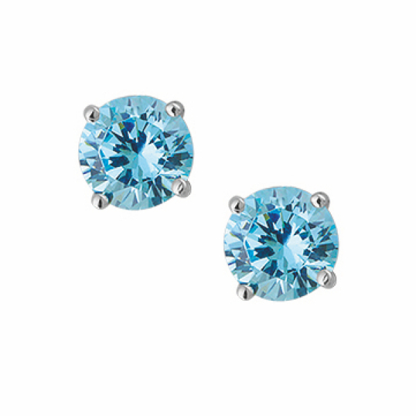 Ohrstecker Zirkonia Aqua Silber 925 rhodiniert - 4mm