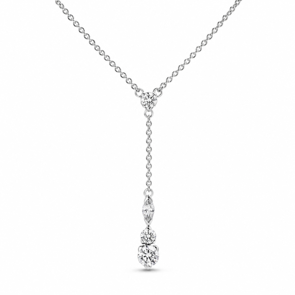 Y-Collier Silber 925 rhodiniert - 4 Zirkonia - 45cm mit Zwischenöse