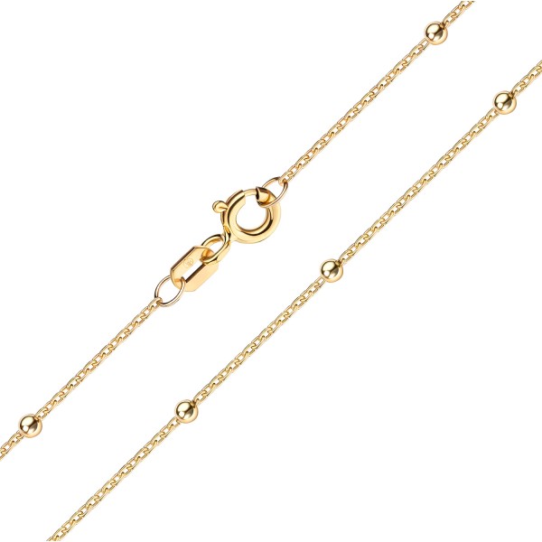 Ankerkette rund mit Kugeln Gelbgold 333 - 1,10mm breit - 45cm