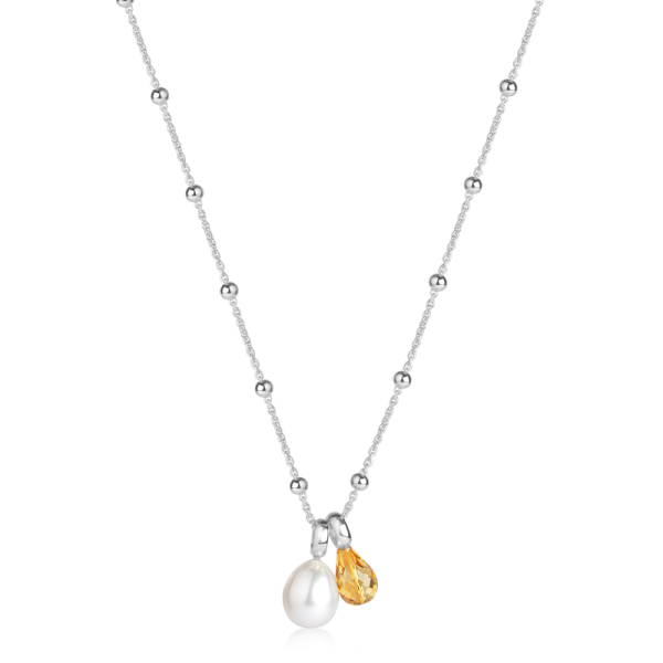 Collier mit Süßwasser-Zuchtperle und Citrin Silber 925 - Bild 2