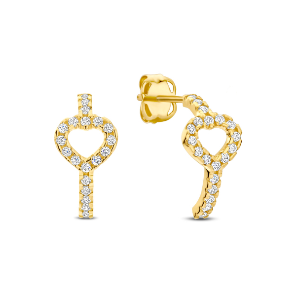 Ohrstecker Herz Gold 585 - 40 Zirkonia - 5,5mm