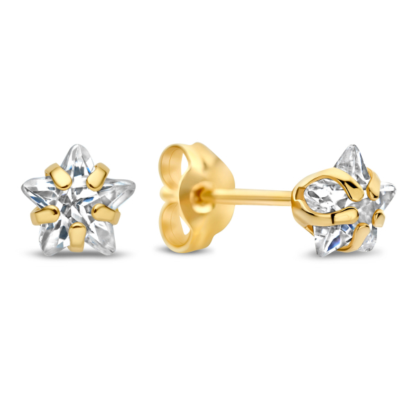 Ohrstecker mit Stern-Zirkonia Gold 585 - 5mm