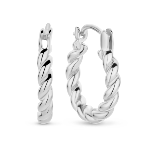 Creolen twisted Silber 925 rhodiniert - 15mm Durchmesser