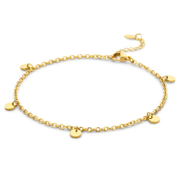 Lovebird Fußkette mit 5 Dots Edelstahl - Goldfarbene IP-Beschichtung