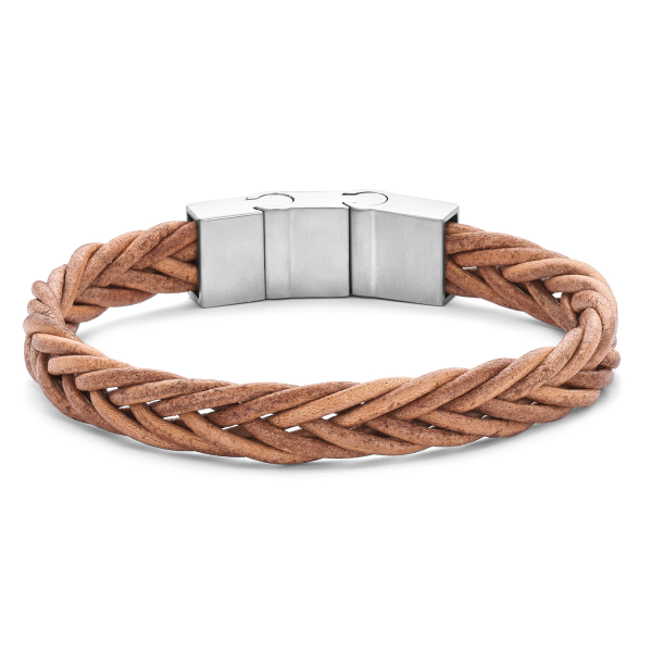 Frank 1967 Armband Echtleder Braun Edelstahl IPS - 9,5mm