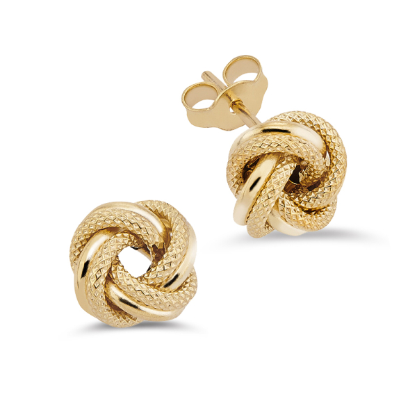 Ohrstecker Knoten Gold 585 - Glanz und Struktur - Ø 9mm