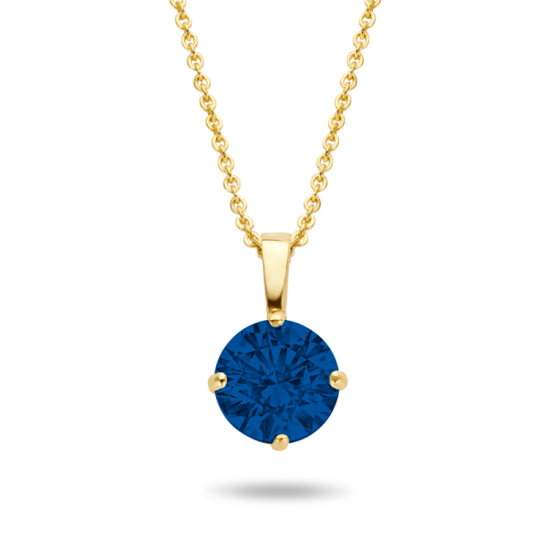 Collier mit Anhänger Zirkonia blau Gold 585 - 4mm