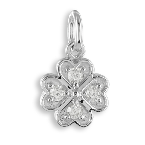 Anhänger Kleeblatt Silber 925 rhodiniert - 4 Zirkonia - 9x9mm