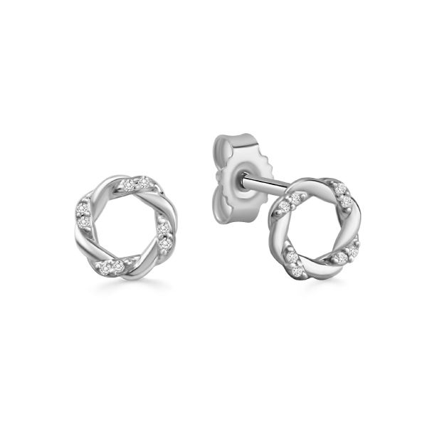 Ohrstecker Silber 925 rhodiniert - 16 Zirkonia - Ø 6,5mm
