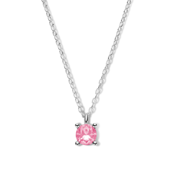 Collier mit Zirkonia pink Silber 925 rhodiniert - 40+5cm
