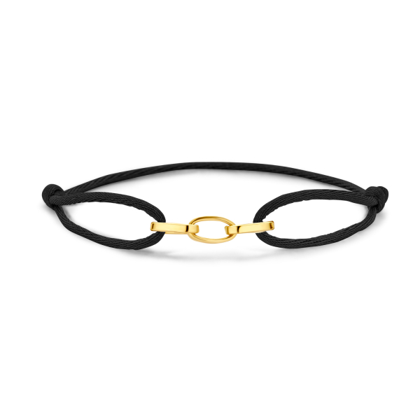Armband Satin Schwarz Gold 585 - 3 Glieder