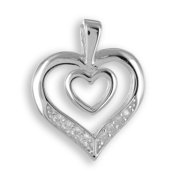 Anhänger Herz Silber 925 rhodiniert - 8 Zirkonia - 13,5x14mm