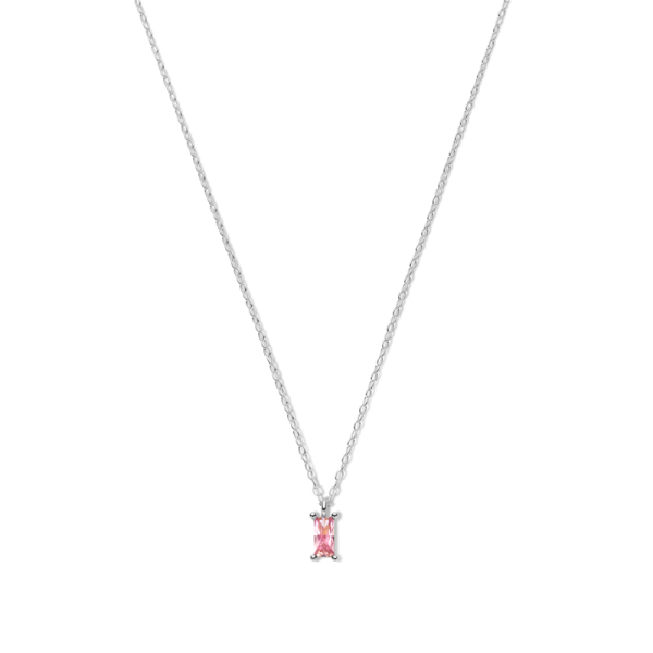 Collier mit Zirkonia pink Silber 925 rhodiniert - Baguetteschliff 6x3mm - Bild 2