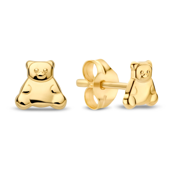 Ohrstecker Teddybär Gold 585 - Hochglanz - 4,6mm