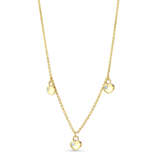 Collier mit 3 Herzen Silber 925 vergoldet - Zirkonia - 38cm - Recyceltes Silber - Bild 2