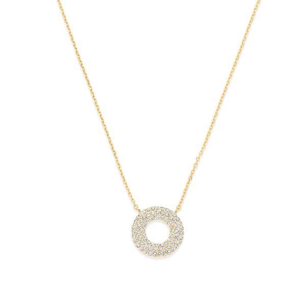 Collier Donut mit Zirkonia Gold 585 - Ankerkette 43cm mit Zwischenösen