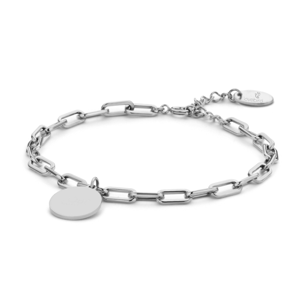 Lovebird Armband mit Gravurplatte Edelstahl 316L IPS - Platte 12mm