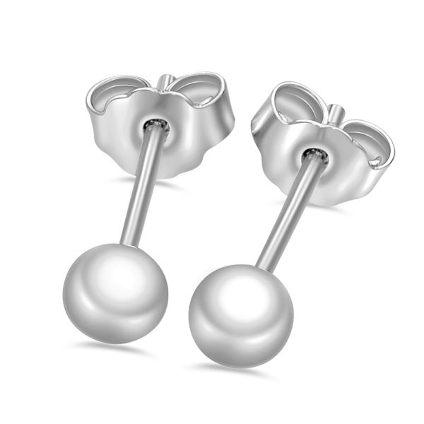 Lovebird Ohrstecker Kugel Silber 925 rhodiniert - 4mm