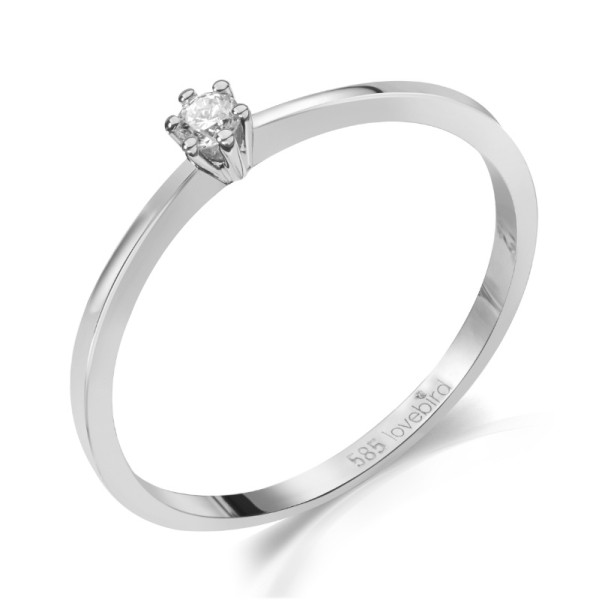 Lovebird Damenring Weißgold 585 - Brillant 0,05 ct. - 6 Stotzen Fassung