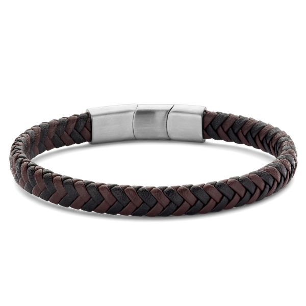Frank 1967 Armband Echtleder Schwarz und Braun Edelstahl IPS - 7,5mm