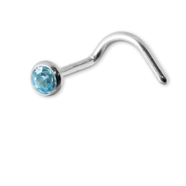 Nasenstecker Silber 925 - Synthetischer Aquamarin 2,5mm