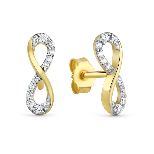 Ohrstecker Infinity Gold 333 - 24 Zirkonia - Teilrhodiniert
