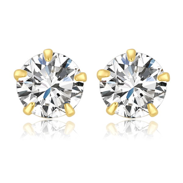 Lovebird Ohrstecker Silber 925 vergoldet - Zirkonia 6mm - Qualität AAAA