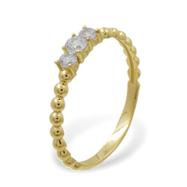 Damenring Kugel Gold 333 - 3 Zirkonia