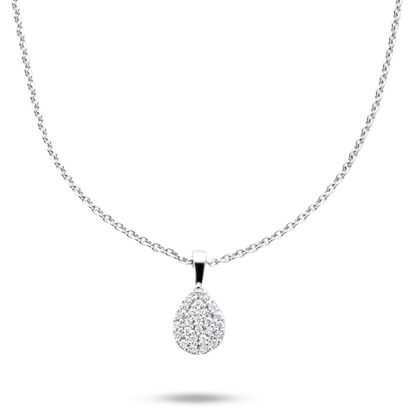 Collier Tropfen Silber 925 rhodiniert - 26 Zirkonia