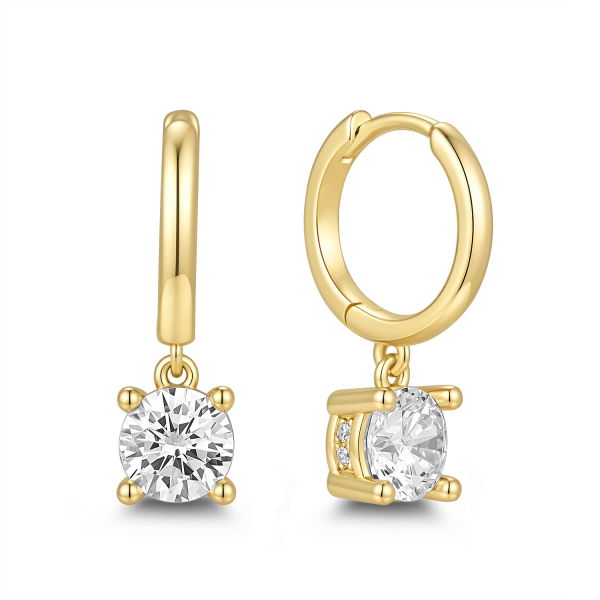 Klappcreolen Silber 925 mit Zirkonia-Behang - 10 Zirkonia - rhodiniert oder vergoldet